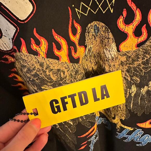 NEW Gifted LA Flying High Hoodie Black Flame Graphic 2XL NWT Streetwear - Picture 5 of 6